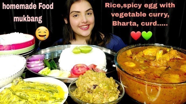 'ASMR:Eating Simple Food,Spicy Indian Curry With Rice Eating,Bharta,Big Bites,Mukbang,Food Challenge'