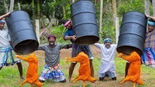 'BARREL COOKING | 3 Full Goat Cooking In Big Barrel | Whole Lamb Grill Recipe Cooking In Village'