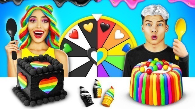 'RAINBOW FOOD vs WHITE and BLACK FOOD | Multicolor VS One Colored Food Challenge by RATATA CHALLENGE'