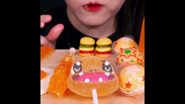 'Asmr eating Only Orange food jellies Asmr only jellies Asmr Zoey ASMR'