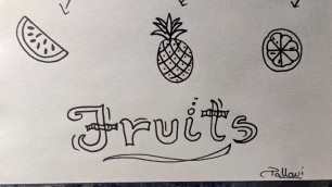 'Best Step by Step Fruits Doodle Art / Doodling / Food Doodle Art / Easy Fruits Drawing'