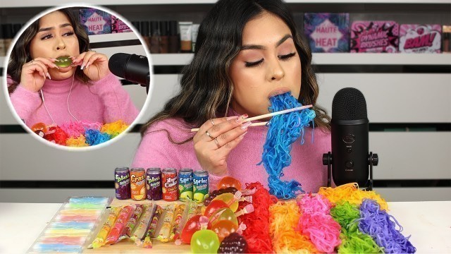 'I Tried ASMR.. Rainbow Noodle, TikTok Fruit Jelly (Sticky Crunchy Sounds)'