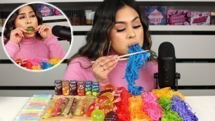 'I Tried ASMR.. Rainbow Noodle, TikTok Fruit Jelly (Sticky Crunchy Sounds)'