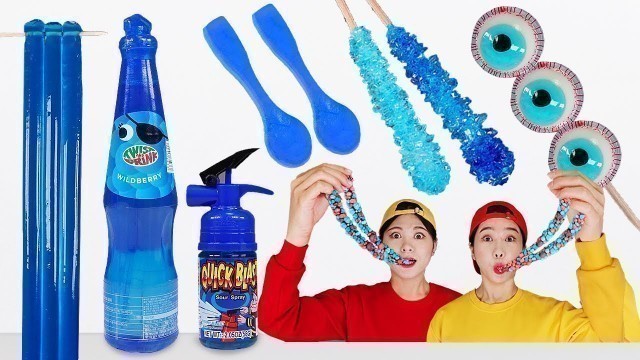 'Mukbang Blue Color Nerds Rope Jelly 파란색 음식 먹방 DONA 도나'