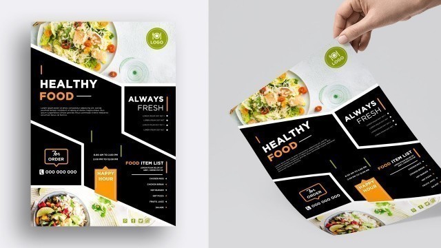 'Healthy Food Flyer Design For Restaurant Post in Photoshop cc | Restaurant Flyer Design'