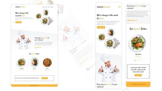 'Responsive Food Website Design Using HTML , CSS & jQuery | Restaurant Website Design | Web Coder'