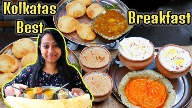 'Breakfast Kolkata Food Tour || Club kachori, Kesar Chai, Dosa, Nimki,Jalebi || Indian Street Food ||'