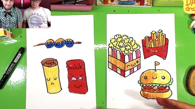 'How to draw cute & kawaii doodle ! Foods doodle for kids'