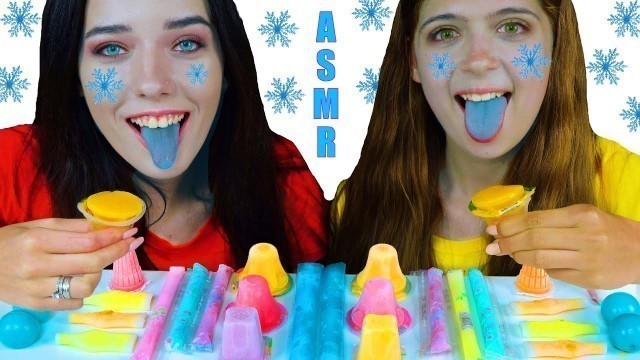 'ASMR FROZEN JELLY, FROZEN GUMMY TROLLI PLANET, FROZEN BASIL SEED DRINK | EATING SOUNDS'