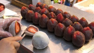 'Strawberry Mochi 생딸기모찌 | Tanghulu 탕후루 | Korean Street Food | Myeong-dong, Seoul, Korea'