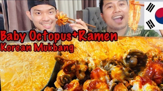 '(ASMR) Spicy Korean Food Mukbang | Baby Octopus+Enoki Mushroon+Spicy Ramen+Seeweeds+Kimchi'