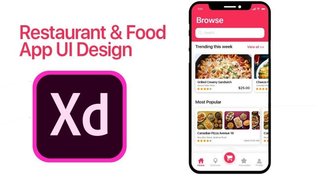 'Restaurant & Food App UI Design - Adobe XD - Tutorial'