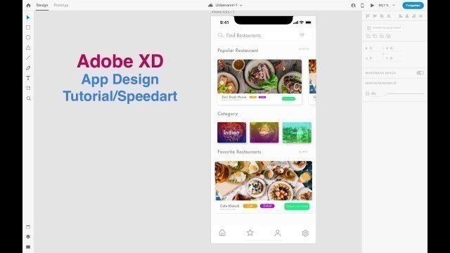 'Adobe XD Tutorial Food App UI Design Speedart'