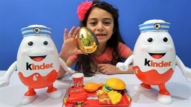 'Heidi and Zidane play restuarant with Food Toys and Surprise Egg'