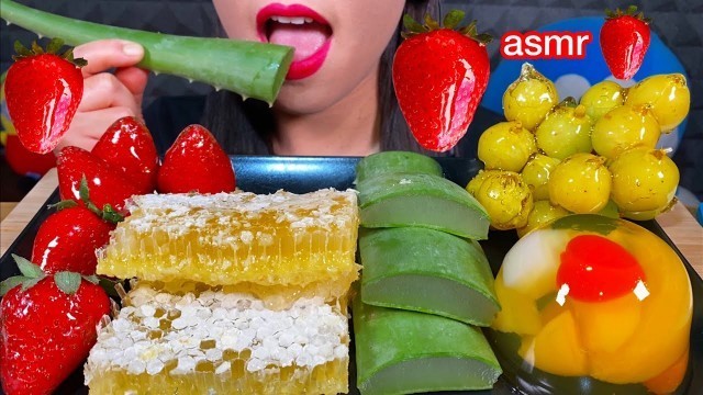 'MOST POPULAR FOODS ASMR HONEYCOMB, ALOE VERA, TANGHULU, JELLY FRUIT MASSIVE Eating Sounds'