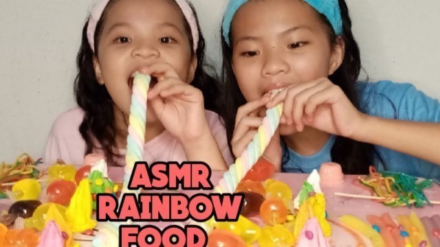 'ASMR Rainbow jelly, food(most papular ASMR rainbow desserts, jelly noodles, Tiktok jelly)'