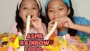 'ASMR Rainbow jelly, food(most papular ASMR rainbow desserts, jelly noodles, Tiktok jelly)'