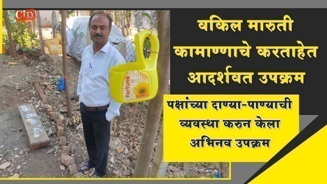 'Advocate Maruti Kamanache Arranged Food Grains & Water For Birds Surrounding of Residence'