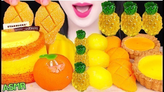 'ASMR ORANGE FOODS *JACKFRUIT, MANGO GUMMY, PINEAPPLE JELLY 잭프루트, 망고 젤리, 파인애플 젤리 먹방 EATING SOUNDS'