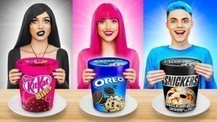 'Epic Color Challenge! Pink VS Black VS Blue Food In One Color For 24 Hours by RATATA COOL'