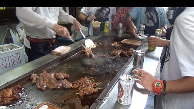 'Japanese Street Food - Grilled Hormones in Osaka Japan'