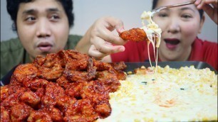 'KOREAN CHICKEN + CORN MOZZARELLA FONDUE | MUKBANG PH | BIOCO FOOD TRIP'