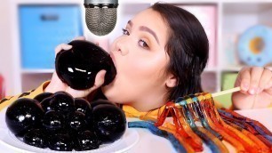 'i Tried ASMR.. Eating Black Jelly Grapes, Slime + More! (sticky crunchy sounds)'