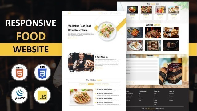 'Animated Responsive \' FOOD And Restaurant \'  Website Design Using [ HTML CSS JS ] - From Scratch'