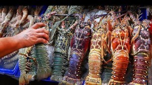 'Thai Street Food - GIANT RAINBOW LOBSTER Hua Hin Seafood Thailand'