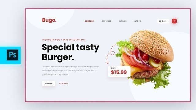 'Photoshop Tutorial: Fast Food Website UI Design in Photoshop | UI Tutorial'