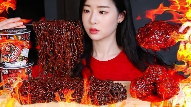 '고스트페퍼라면 뱀파이어치킨 3단계 헬게이트맛/THE SPICIEST CHICKEN IN THE WORLD & GHOST PEPPER NOODLES MUKBANG EATING'