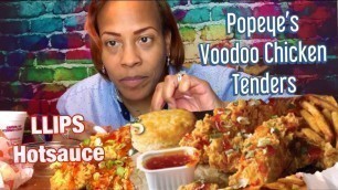 'POPEYES VOODOO CHICKEN REVIEW | LLIPS HOT SAUCE REVIEW | MUKBANG'