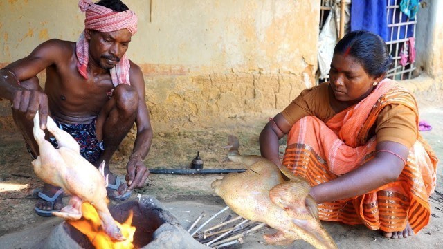 'they are cooking Chicken curry purely Santali village style | Village Cooking Food Review'