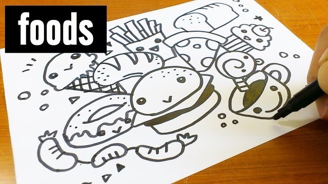 'How to draw cute & kawaii doodle ! Foods doodle'