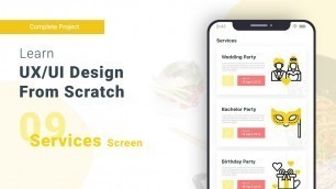 'How to Design Food Services Screen | Mobile App UX/UI Design in Photoshop Complete Course UX/UI'