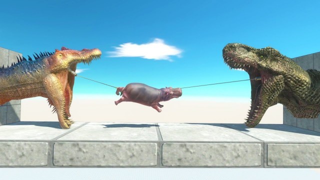 'Spino and Rex Crazy Scramble for food - Animal Revolt Battle Simulator'