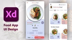 'Food App UI Design| Adobe Xd | UI/UX Design (Prototype| Wireframe)'