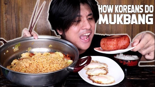 'HOW KOREANS DO MUKBANG | KOREAN FOODS MUKBANG KOREAN RAMYUN SPAM EGGS RICE | Vlog #94'