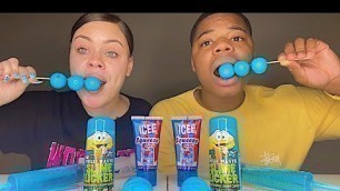 'ASMR BLUE FOOD, PLANET GUMMY JELLY, SOUR GEL SHOOTER, ROLLING CANDY MUKBANG | EATING SOUNDS'