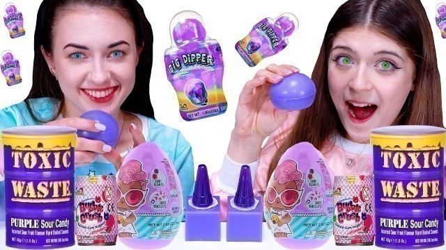 'ASMR *Purple Food* Mukbang | Jelly Cube, Bubble Gum, Sour Candy'