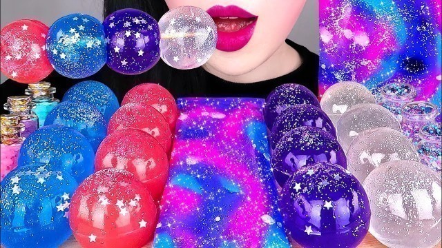 'ASMR GALAXY DESSERTS 갤럭시 젤리먹방 GALAXY CANDY, PLANET JELLY, NOODLE JELLY *MOST POPULAR FOOD MUKBANG'