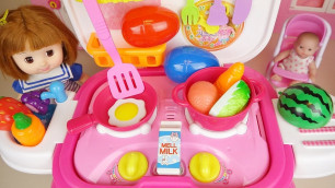 'Baby doll Kitchen cooking food toys and surprise eggs play'