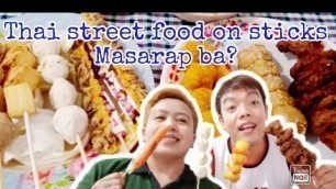 'THAI STREET FOOD ON STICKS MUKBANG||THAILAND FOOD||Happyfeet Explo'