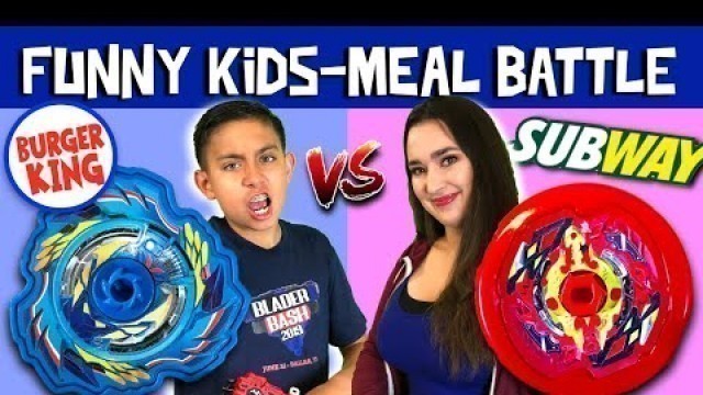 'Burger King Beyblade vs Subway Kid\'s Meal Battle!  Boy vs Girl Beyblade Burst Episode!'