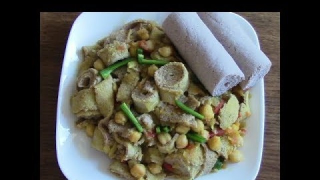 'Ethiopian Food - how to make Ethiopian Firfir with Chickpeas'