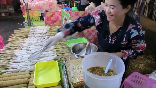 'Thai Street Food Fish Wraps - Street Market Food Thailand'