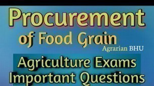 'Procurement of food grains| Procurement Done by FCI, NAFED, CCI, JCI | Agrarian BHU'