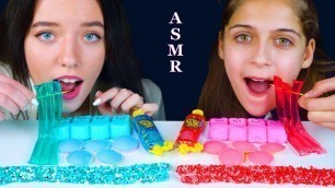 'ASMR PINK FOOD VS BLUE FOOD (NERDS ROPE, JELLY NOODLES, UFO WAFERS, PEEPS, JUICY DROP POP) 먹방'