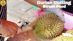 'Thailand Street Food Super Durian Girls  Show Cutting Skills Durian Fruit Thailand|FAST STREET FOOD'