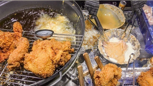 'Fried Chicken Ribs. Korea Street Food in Myeongdong, Seoul'